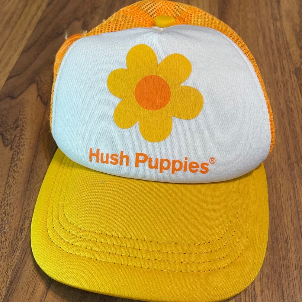 Hush Puppies Trucker Hat Mens Womens OSFA Flower Graphic Mesh Snapback Orange